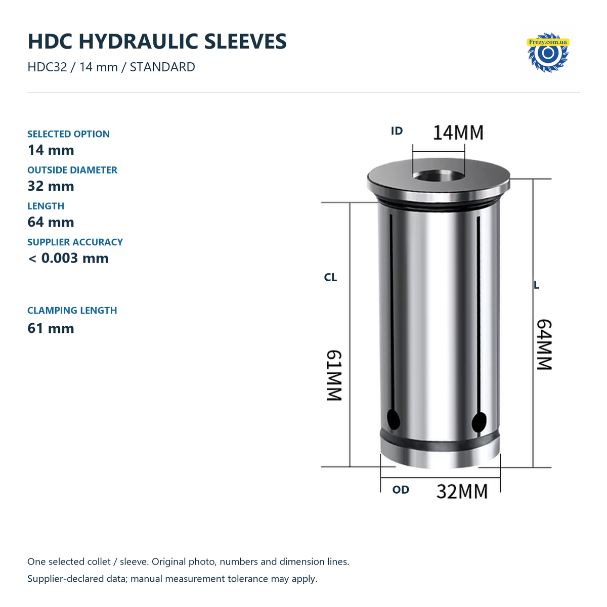 HDC32 / 14 мм / STANDARD / Оригінальна розмірна схема