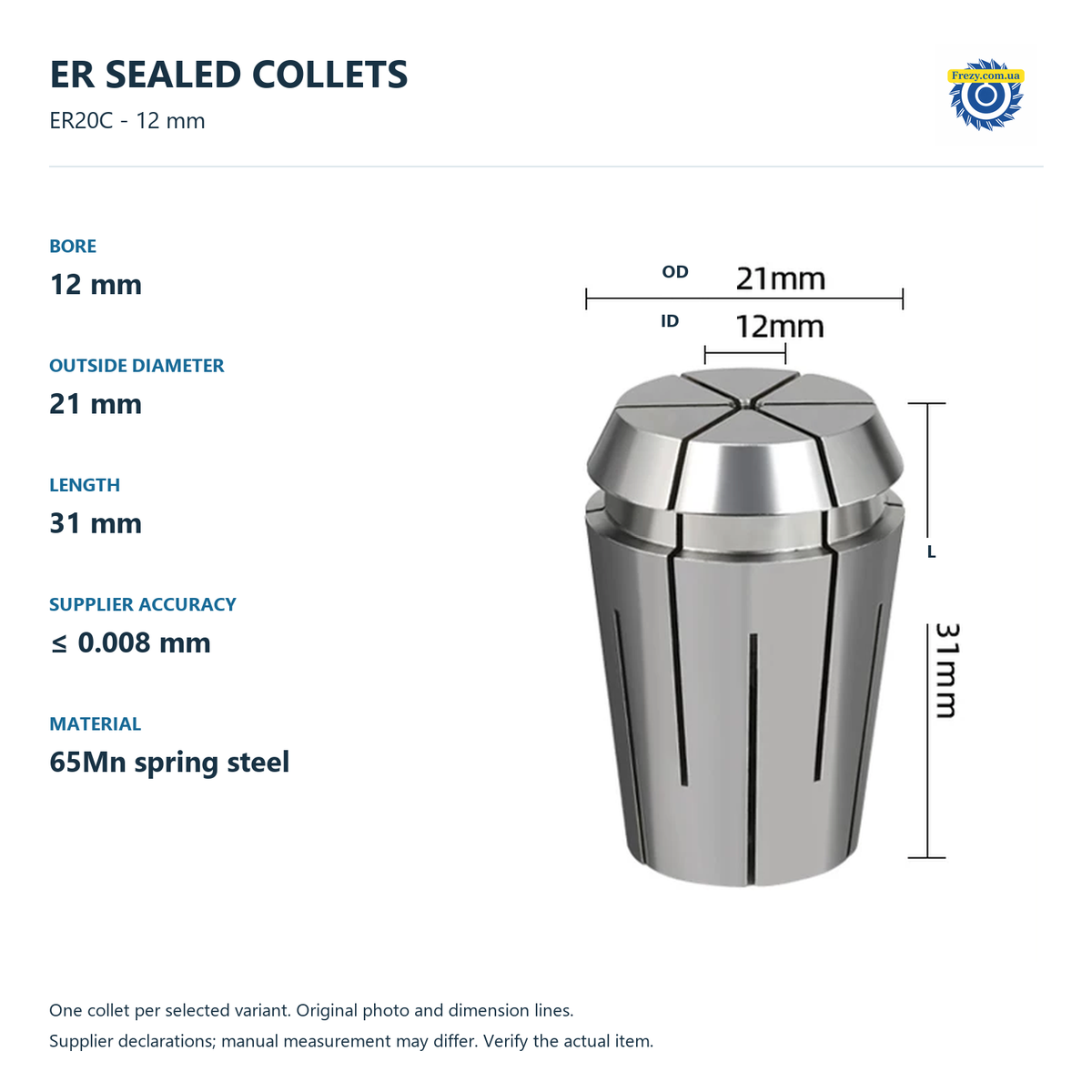 ER20C - 12 mm - SEALED ≤0.008 mm