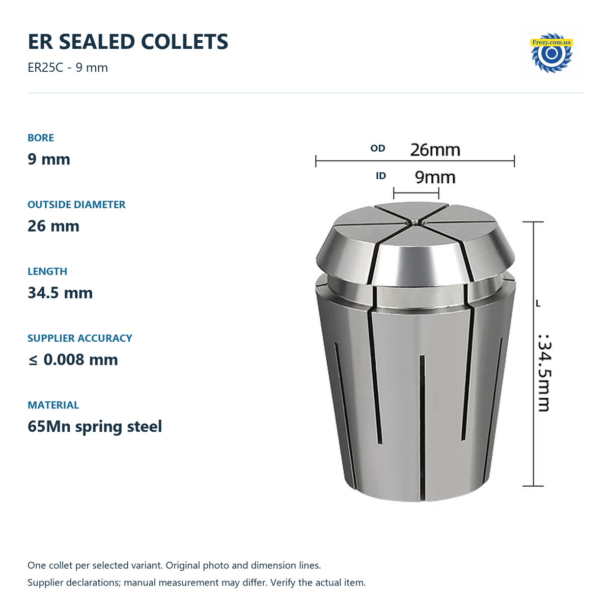 ER25C - 9 mm - SEALED ≤0.008 mm