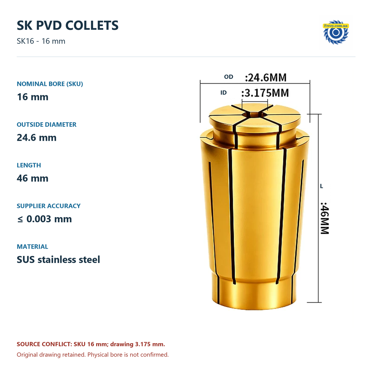 SK16 - 16 mm - PVD ≤0.003 mm