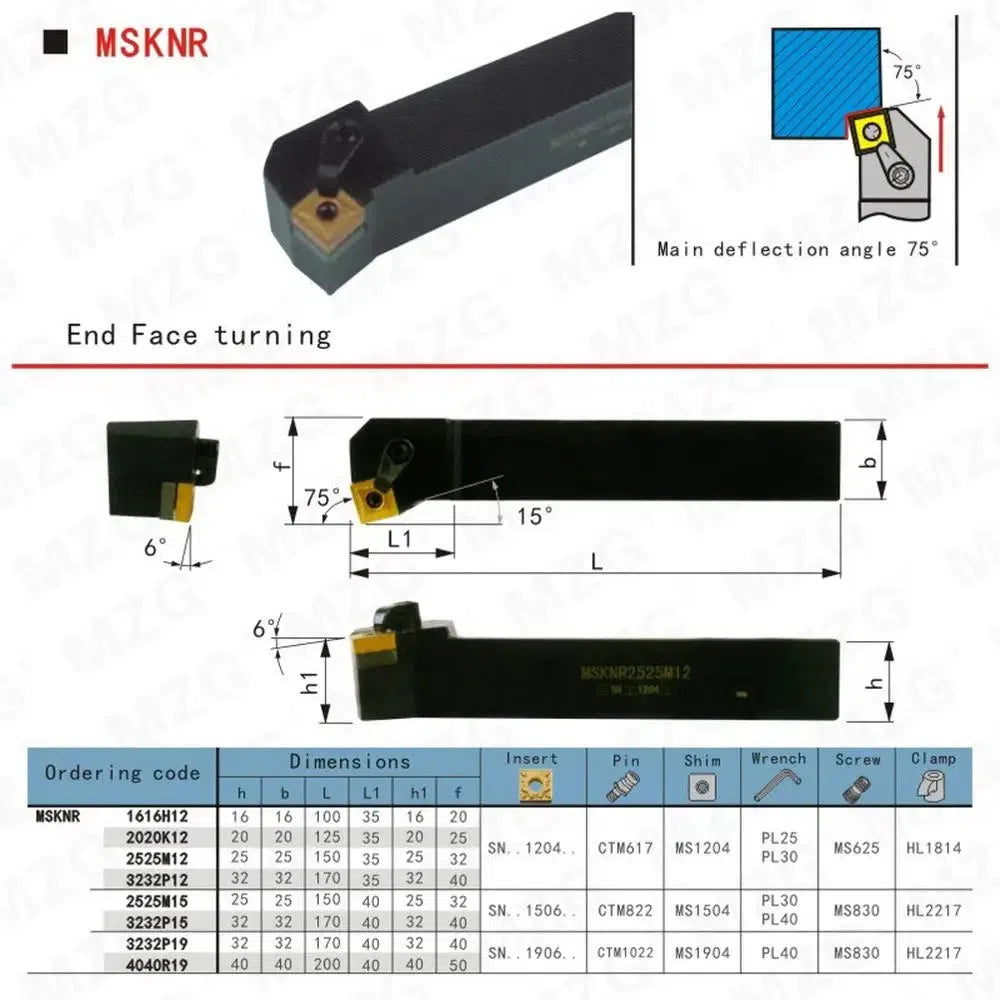 20mm 25mm MSKNR1616H12 CNC режущий инструмент для расточки металла, внешние поворотные держатели инструмента.