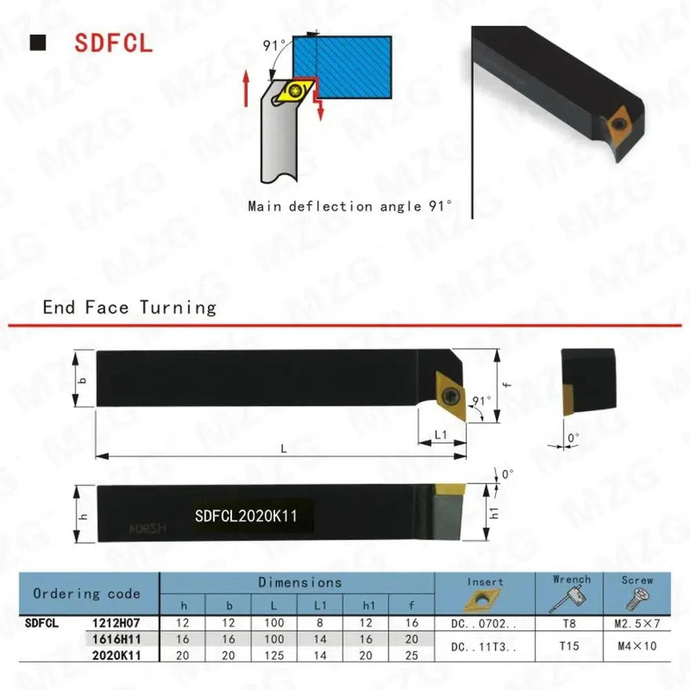 12mm 20mm SDFCL 1616 CNC Поворотный держатель инструмента для токарного станка с режущей шиной DCMT, зажимной стальной держатель для внешней расточки.