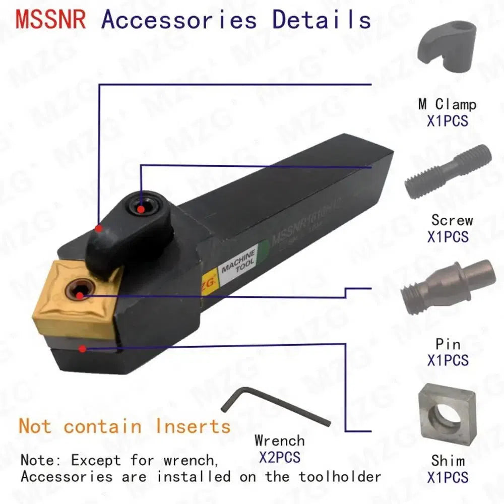 CNC 20mm 25mm MSSNR 1616 Резец, режущий резец для металлообработки с вставками из твердого сплава, внешний поворотный держатель инструмента.