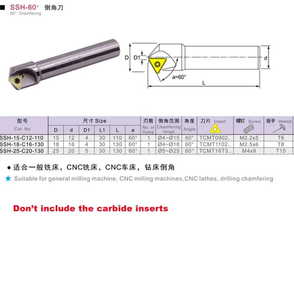 SSH 60 градусов Фаскорез из твердого сплава, CNC Резец, держатель TCMT карбидных вставок.