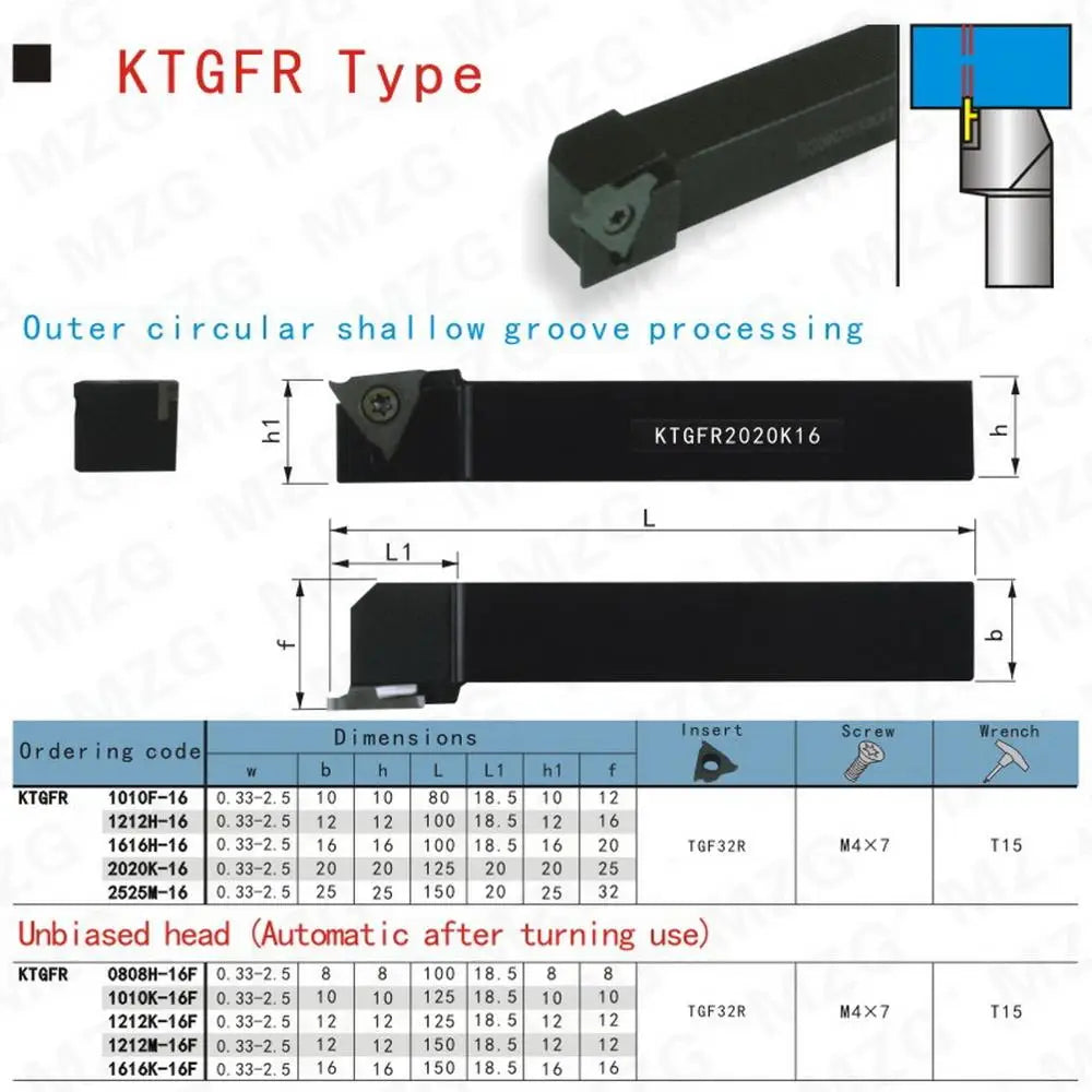 KTGFR 16 20 25 мм Держатели инструментов для канавочной обработки, CNC Резец для разделения и лицевой канавки.