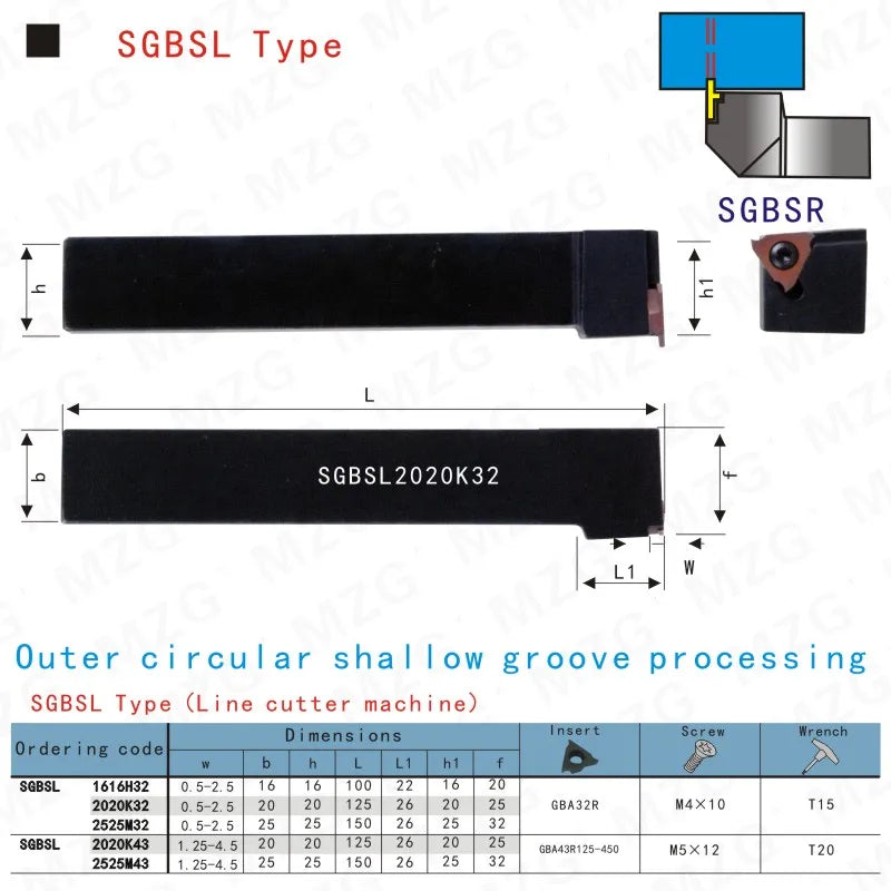 SGBSL 1616H32 2020K32 Держатели инструментов для канавочной обработки, CNC Резец для разделения и лицевой канавки.