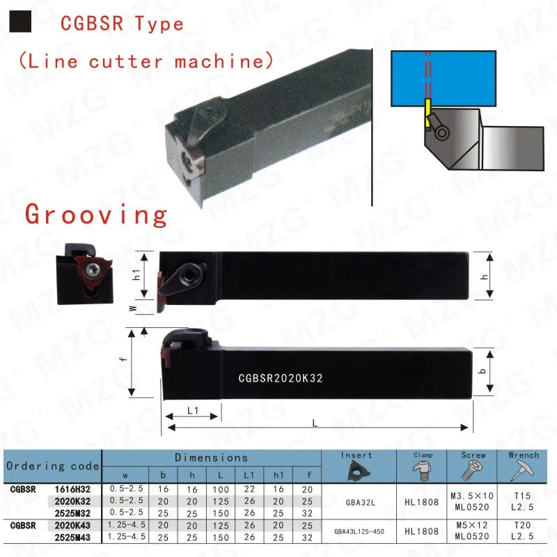 CGBSR1616H32 CGBSR2020K32 Держатели инструментов для канавочной обработки, CNC Резец для разделения и канавки.