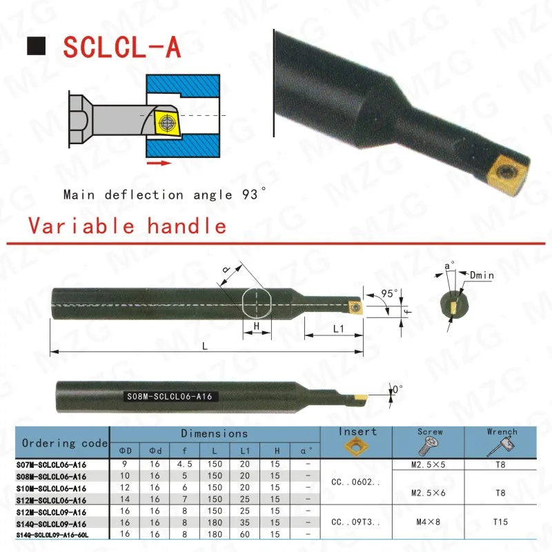 Расточные резцы (державки) S07M-SCLCL06-A16 для токарного станка CNC, 7мм, с малым головным винтом, для внутренней обработки отверстий, зажимной тип.