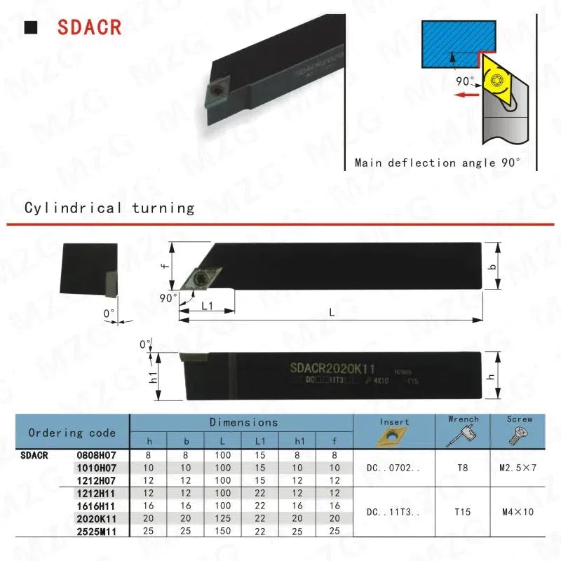 10mm 16mm SDACR 1212F07 CNC Поворотный держатель инструмента для токарного станка, режущая часть с вставками из твердого сплава, внешний расточной инструмент, зажимной стальной держатель.