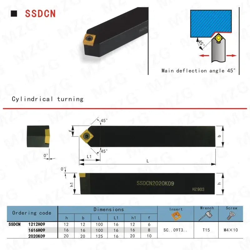 CNC 12mm 16mm SSDCN1212H09 Режущая часть для токарного станка, поворотный держатель инструмента с вставками SCMT из твердого сплава для внешней расточки, зажимной стальной держатель.