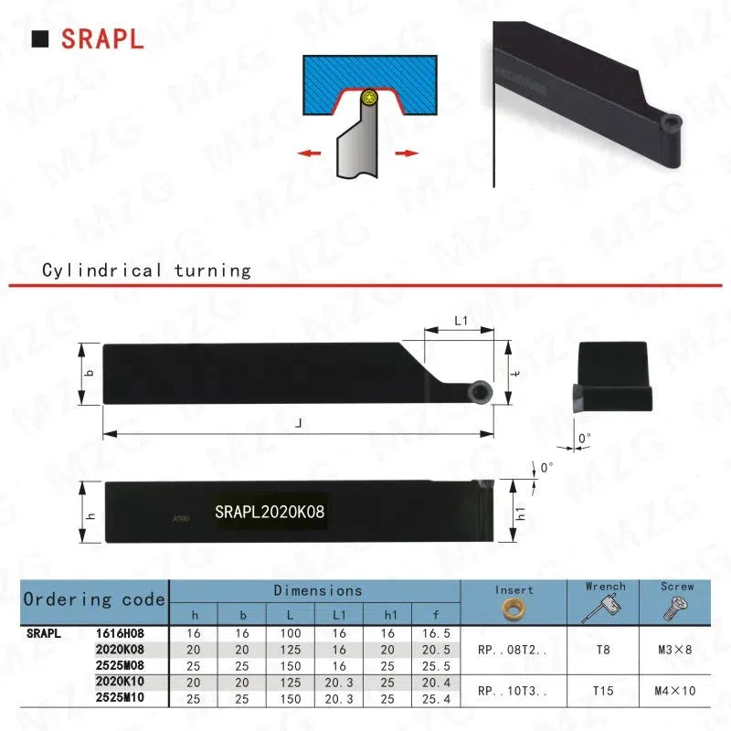 20mm 25mm SRAPL2020K08 CNC Поворотный держатель инструмента для токарного станка с вставками из твердого сплава, режущая часть для внешней расточки, зажимной стальной держатель.