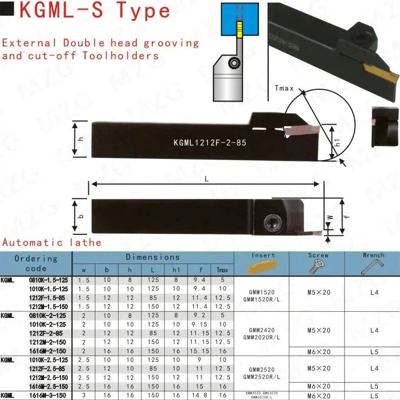 KGML2020K-2T17 KGML2020K-3T20 Держатели инструментов для канавочной обработки, CNC Резец для разделения и канавки.