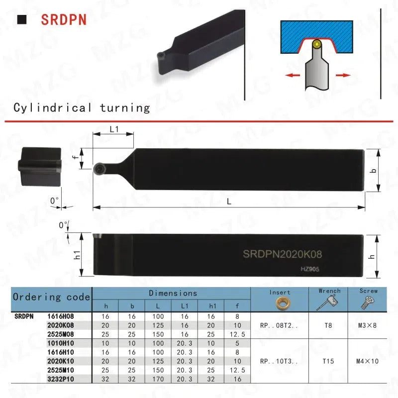 SRDPN 2525 2020 CNC Поворотный держатель инструмента для токарного станка с вставками из твердого сплава 20mm 25mm, режущая часть для внешней расточки, зажимной стальной держатель.