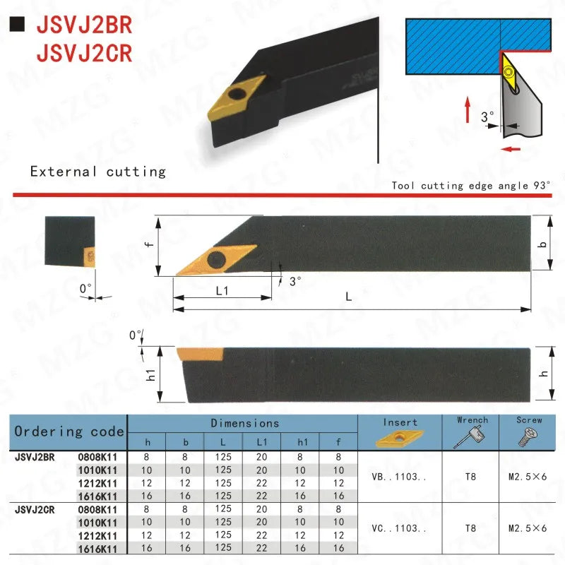 JSVJ2CR 1010K11 1212 1616 - Держатели инструментов для токарной обработки мелких деталей, CNC.