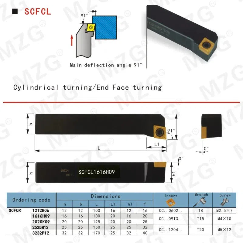 12mm 16mm SCFCL 1616H09 CNC Поворотный держатель инструмента для токарного станка с зажимным стальным держателем для внешней расточки.