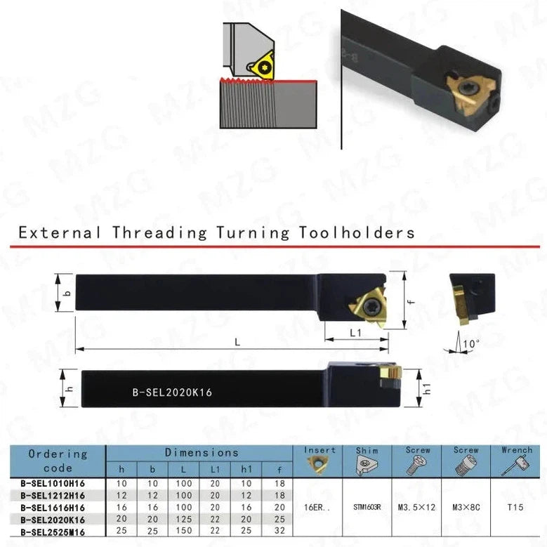 Держатель инструмента 1212, 1616, 20*20, B-SEL2020K16, для токарного станка с ЧПУ, внешние инструменты для резьбы