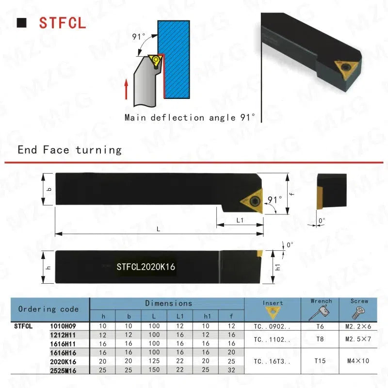 CNC 12mm 16mm STFCL1616H16 Внешний поворотный держатель инструмента для токарного станка, режущая часть с вставками TCMT из твердого сплава, расточной станок с зажимным стальным держателем.