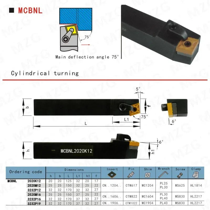 MCBNL 1616H12 16 20 25 мм CNC Резец, режущий внешний держатель инструмента с вставками из твердого сплава, расточной режущий держатель инструмента.