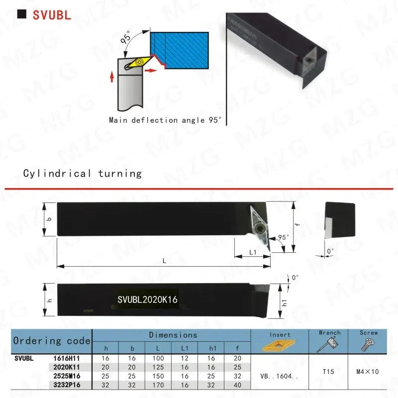 SVUBL1616H11 1212 2020 Токарный режущий резец, расточной держатель инструмента типа S с вставками из твердого сплава, внешний поворотный держатель инструмента CNC.