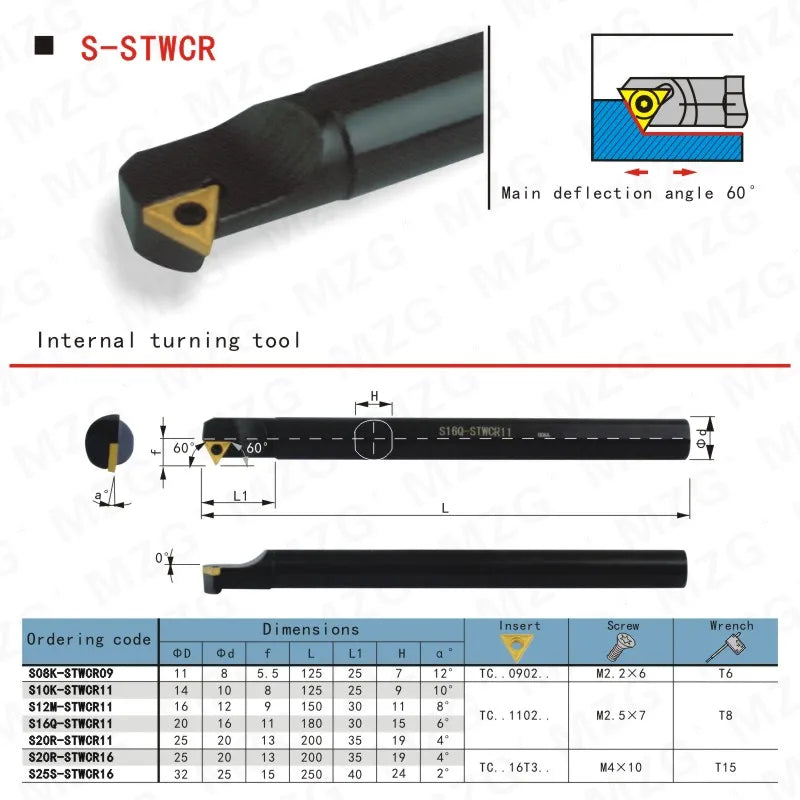Расточные резцы (державки) S14N STWCR11 для токарного станка CNC, размеры 12мм, 14мм, 16мм, для внутренней обработки отверстий, зажимной тип.