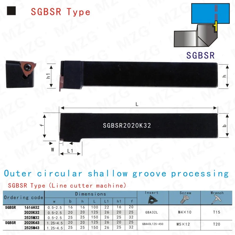 SGBSR1616H32 SGBSR2020K32 Держатели инструментов для канавочной обработки, CNC Резец для разделения и лицевой канавки.