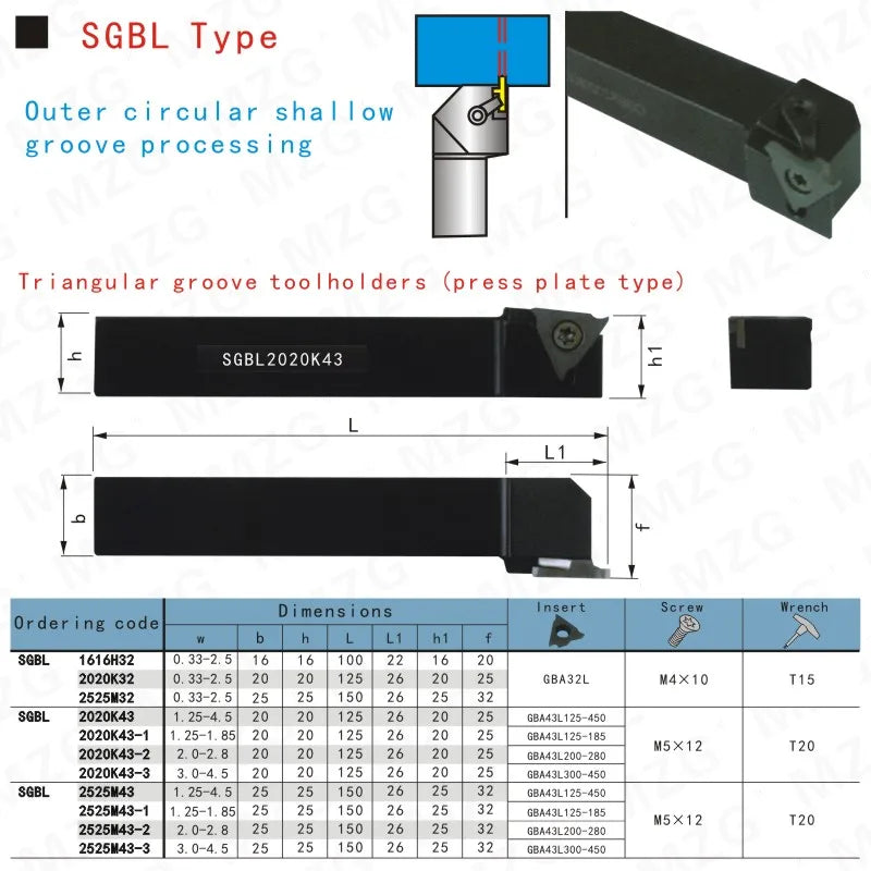 SGBL1616H32 SGBL2020K32 Держатели инструментов для канавочной обработки, CNC Резец для разделения и канавки.