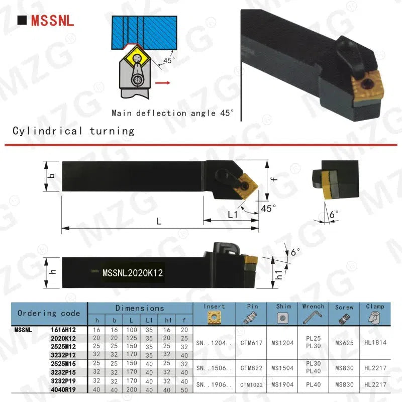 20mm 25mm MSSNL CNC Токарный режущий резец, расточной металлорежущий инструмент с вставками SNMG, внешний поворотный держатель инструмента.