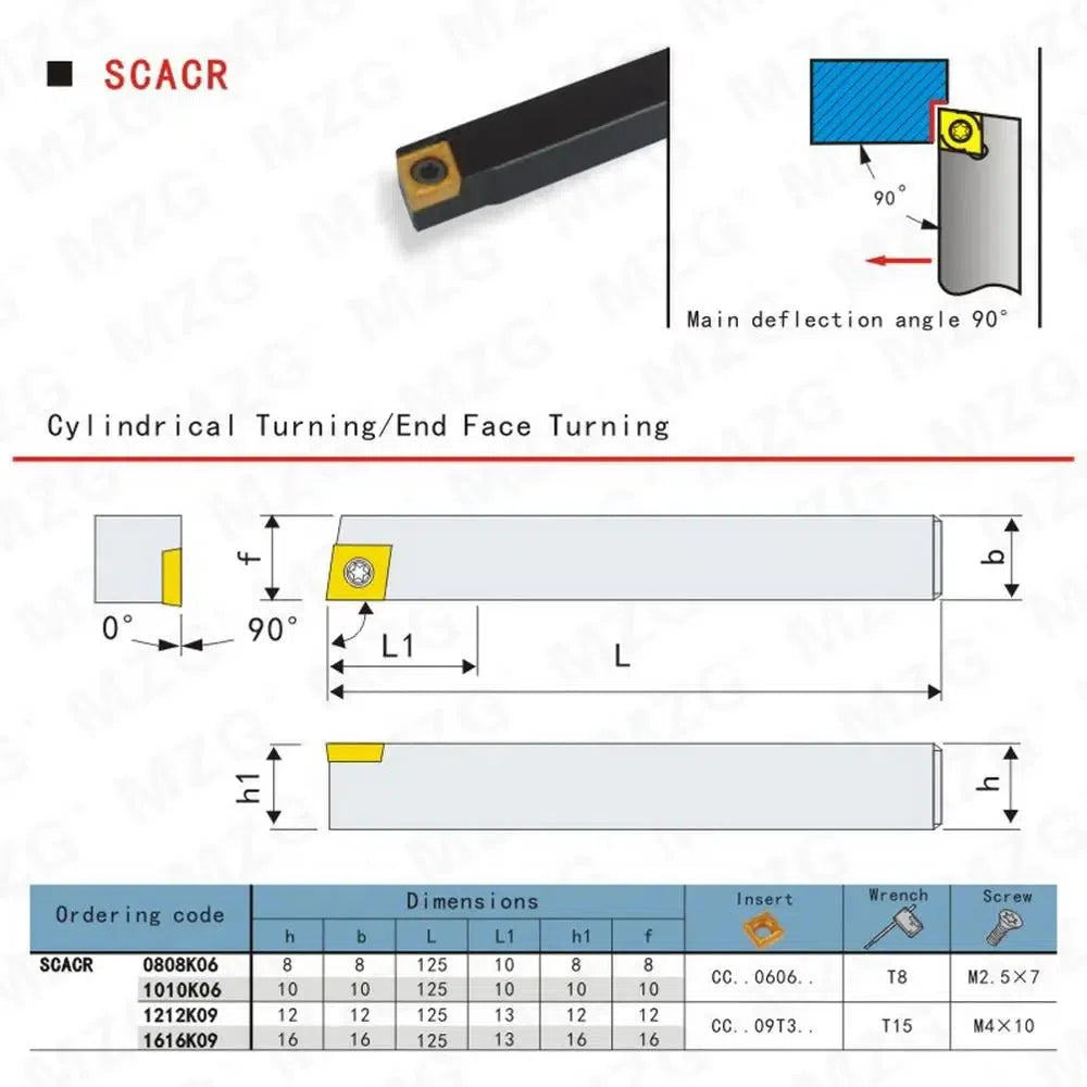 10mm 12mm SCACR 1010 CNC Поворотный держатель инструмента для токарного станка, режущая часть для обработки отверстий, зажимной стальной держатель для внешней расточки с вставками CCMT.