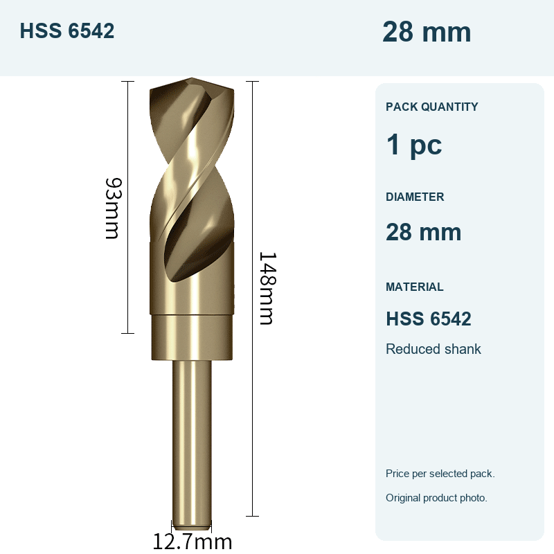 Сверла HSS 6542 с уменьшенным хвостовиком 12–32 мм