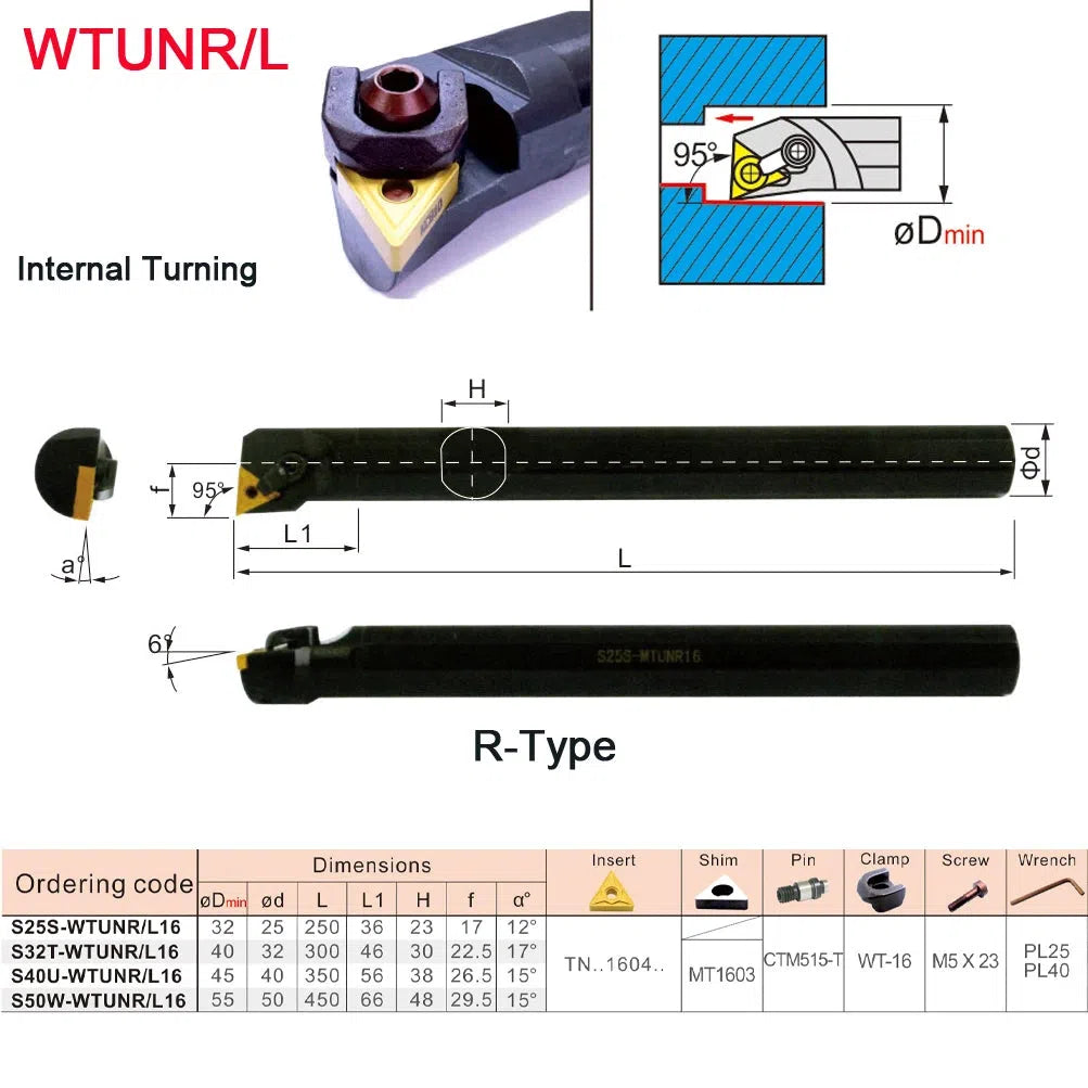 32ММ MTFNR, MTFNL, WTUNR, держатель резца, твердосплавные пластины TNMG, расточная штанга, для токарного станка с ЧПУ, внутренний держатель инструмента