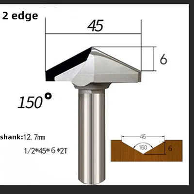 Алмазные V-образные фрезы по дереву, PCD, хвостовик 1/2", для MDF, 3D-гравировки и фаски