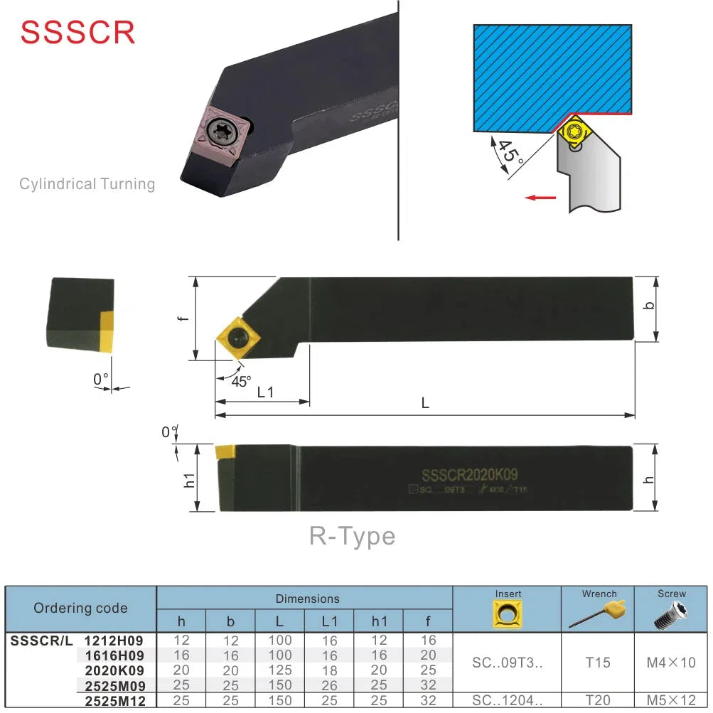 SSSCR 12, 16, 20, держатель резца, стальные держатели инструментов, наружное расточное устройство, обработка отверстий