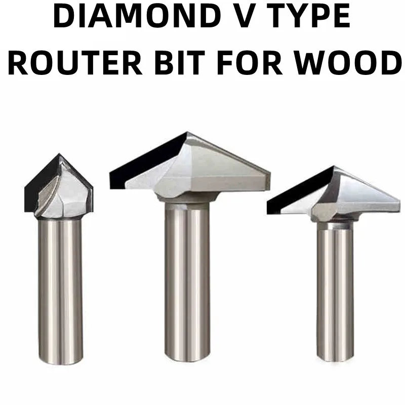 Алмазные V-образные фрезы по дереву, PCD, хвостовик 1/2", для MDF, 3D-гравировки и фаски