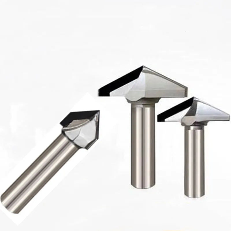 Алмазные V-образные фрезы по дереву, PCD, хвостовик 1/2", для MDF, 3D-гравировки и фаски