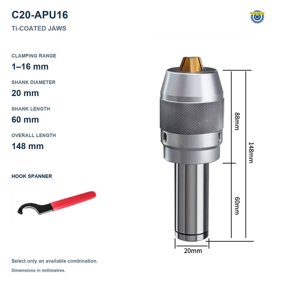 Самозажимной сверлильный патрон — C20 / APU16 / Кулачки с Ti-покрытием