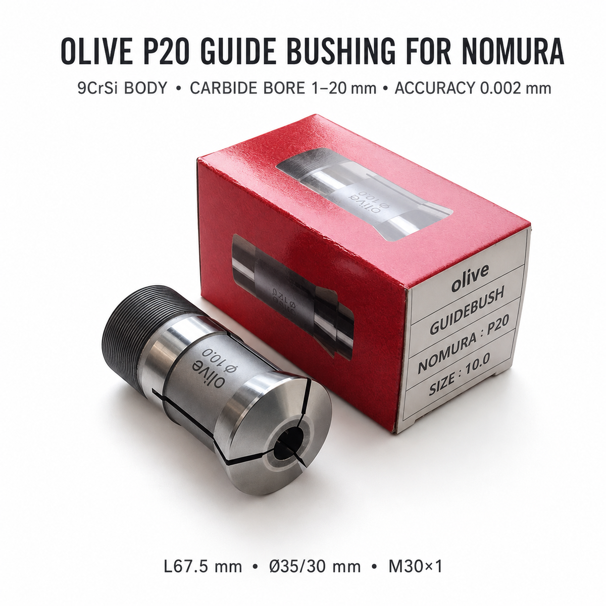 Напрямна втулка Olive P20 для автоматів Nomura, Ø1–20 мм
