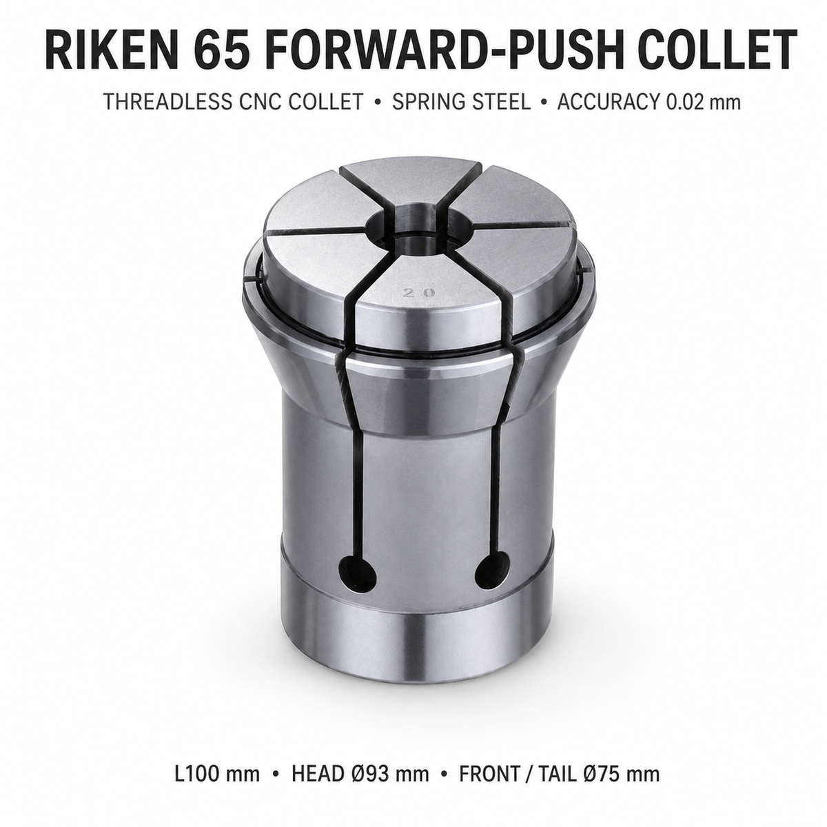 Безрізьбова цанга RIKEN 65 / CNC65 переднього затиску