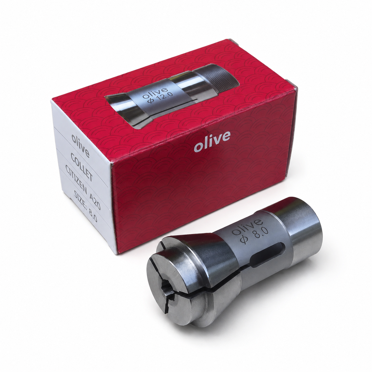 Шпиндельна цанга Olive для Citizen A20, 1–20 мм — Шпиндельна цанга Olive для Citizen A20; на фото приклад отвору Ø8 мм