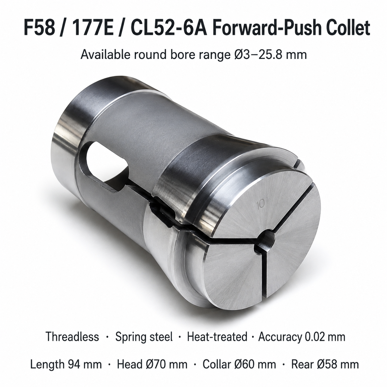 Цанга F58 / 177E / CL52-6A переднього затиску, Ø3–25.8 мм