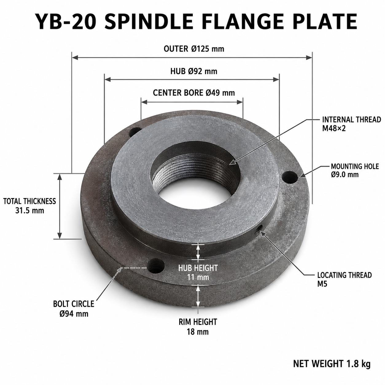 Фланець шпинделя YB-15 / YB-20 / YB-25 / YB-32