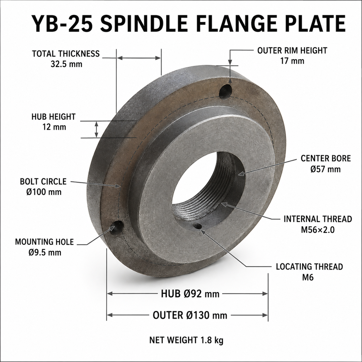 Фланець шпинделя YB-15 / YB-20 / YB-25 / YB-32