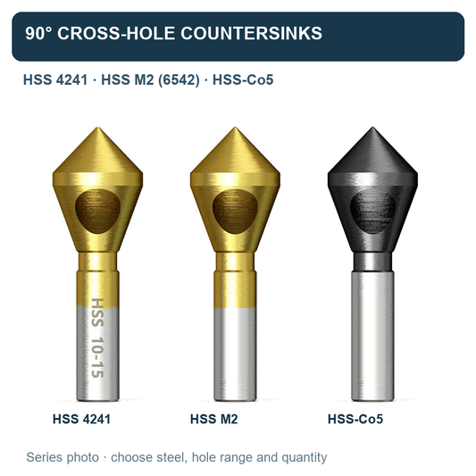 Зенковки 90° с косым отверстием, HSS 4241/M2/Co5, 2–20 мм