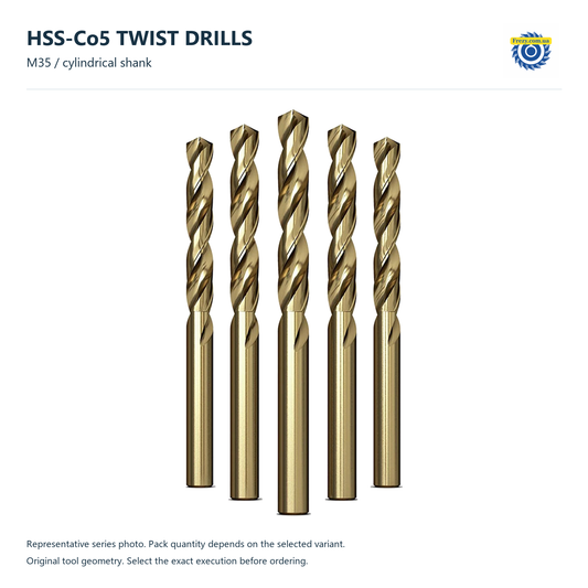 Свердла HSS-Co5 (5% кобальту), Ø1–20 мм — упаковки та набори