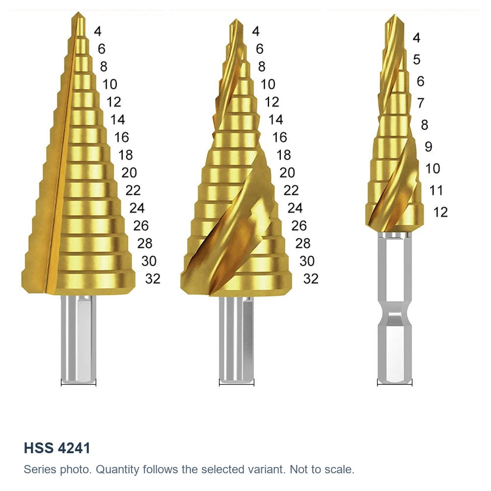 Ступінчасті свердла HSS 4241 — фото серії; кількість за вибраним варіантом