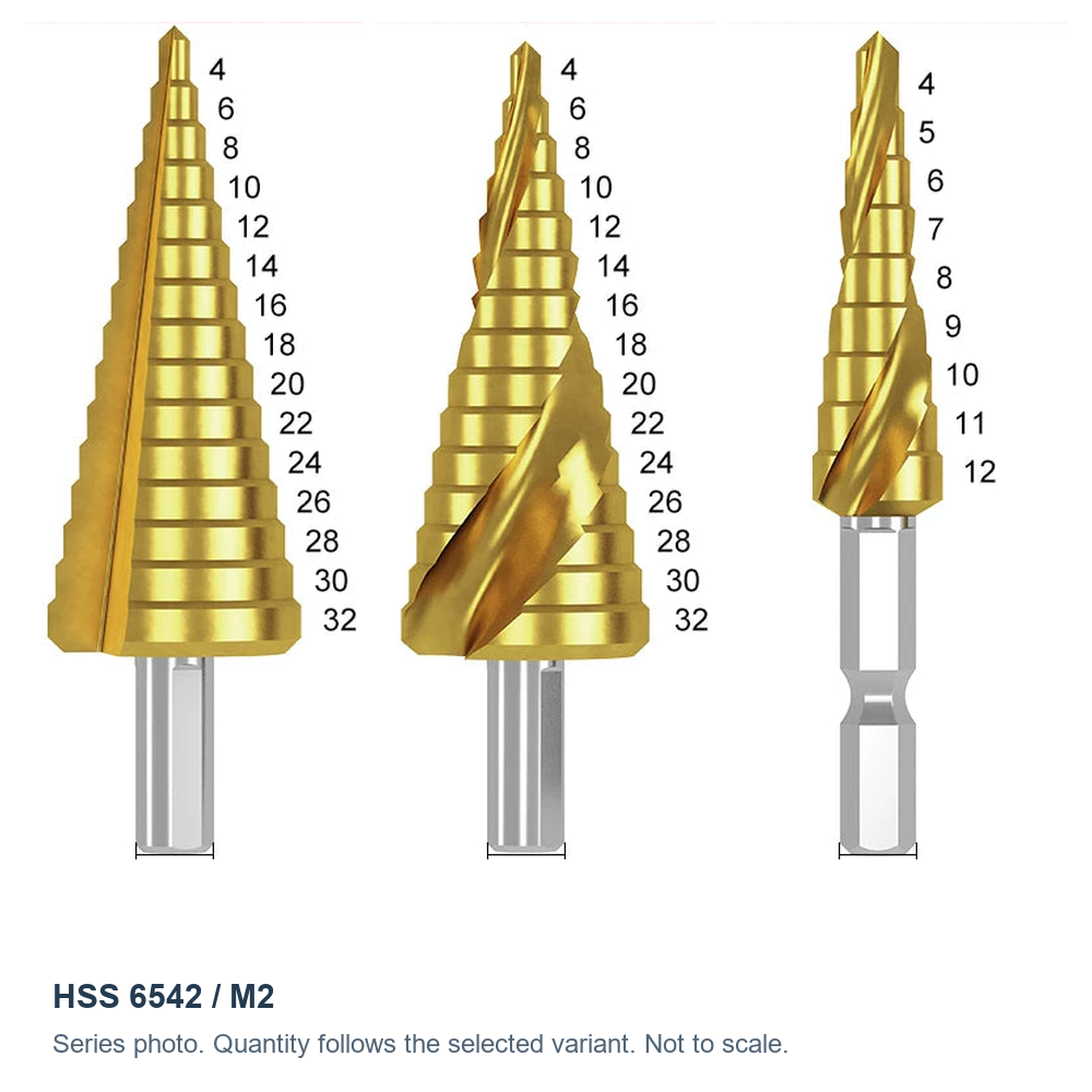 Ступінчасті свердла HSS 6542 (M2), Ø4–32 мм