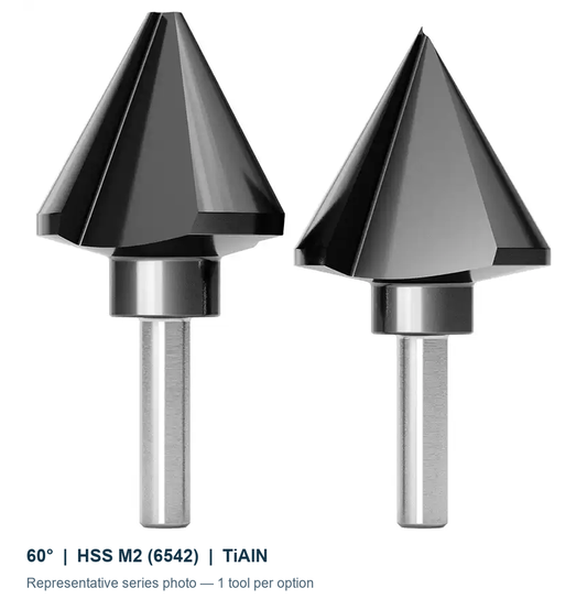 Зенковки 60° HSS M2 TiAlN, Ø6,3–60 мм, 1/3 кромки