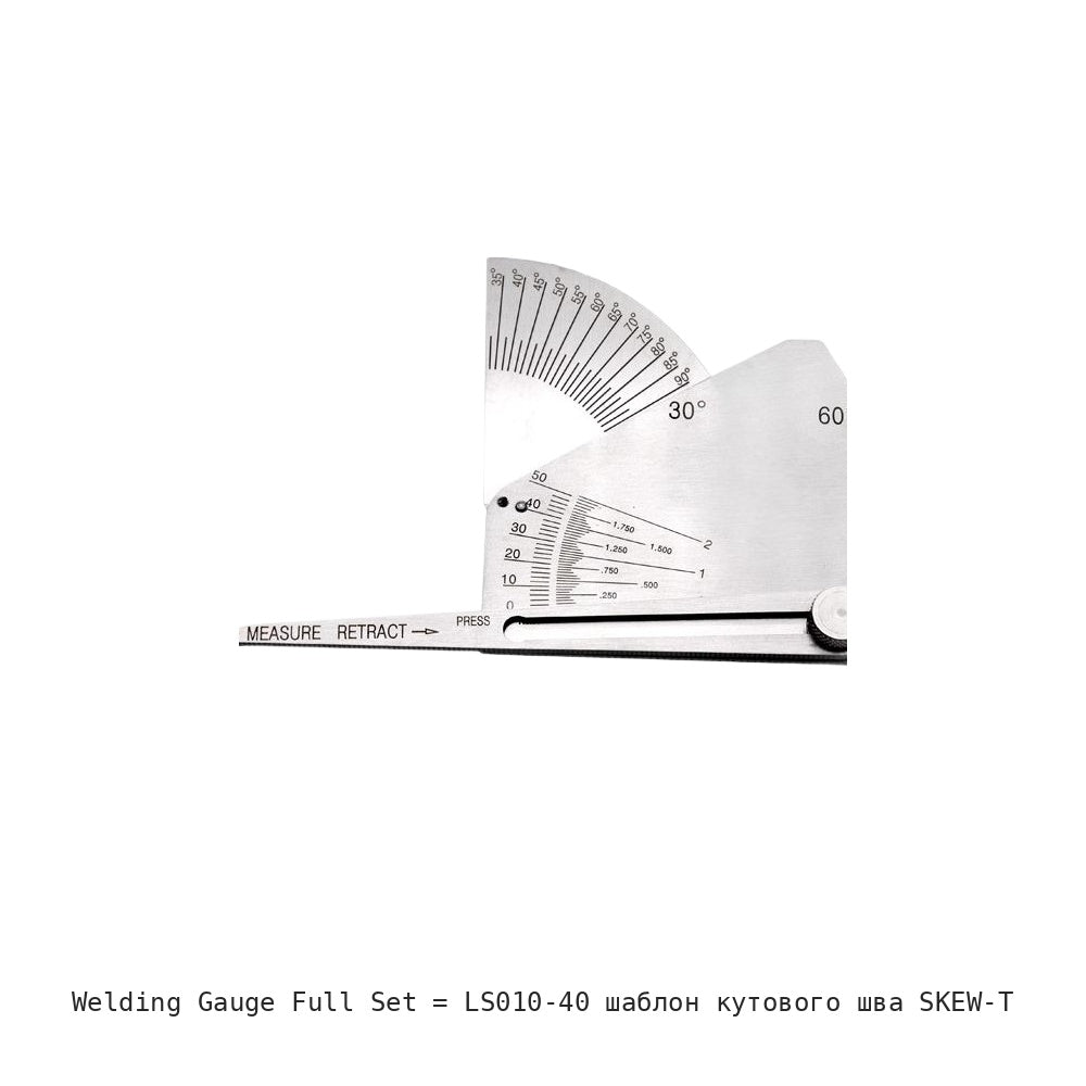 Welding Gauge Full Set: LS010-40 шаблон кутового шва SKEW-T