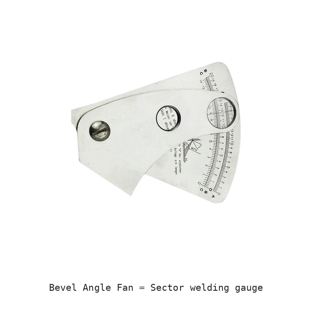 Bevel Angle Fan: Sector welding gauge
