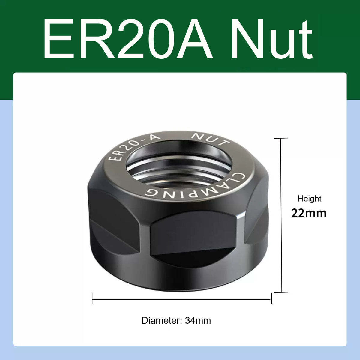Гайка цанговая ER20 / ER25 / ER32 UM из нерж. стали, динамически балансированная