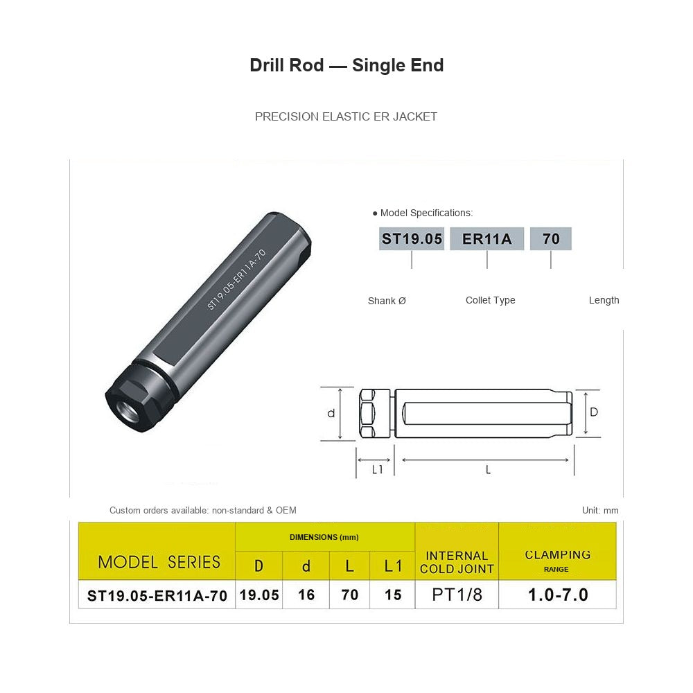 Swiss-Type Drill Rod ST19.05-ER11A-70